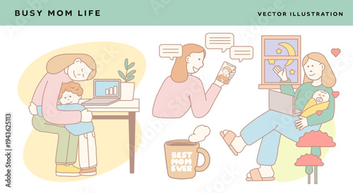 Busy mom balancing work and parenting