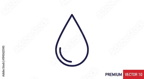 Simple Outline Icon of a Water Droplet.