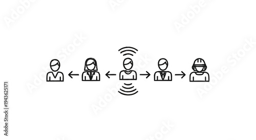 Social distancing concept with people icons showing connection.