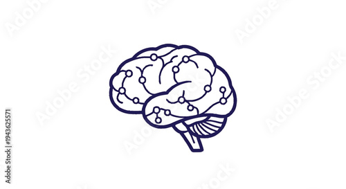 Stylized Brain Illustration with Neural Network Connections.