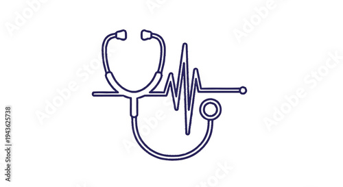 Stethoscope and Heartbeat Line Symbol Medical Healthcare Concept.