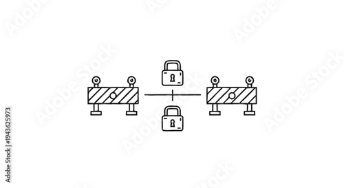 Security Barriers and Padlocks Network Connection.
