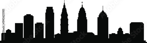 Austin Texas skyline silhouette with Texas State Capitol and downtown skyscrapers isolated on white background USA cityscape illustration for travel tourism