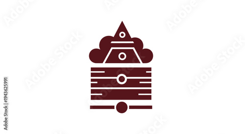 Stylized Geometric Icon of a Temple or Pagoda Structure.