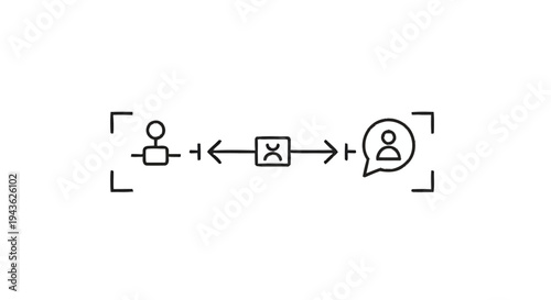 Social distancing icon representing communication between two people.