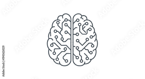 Stylized Brain with Circuitry and Connections.