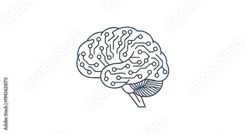 Stylized Brain with Circuitry and Connections.
