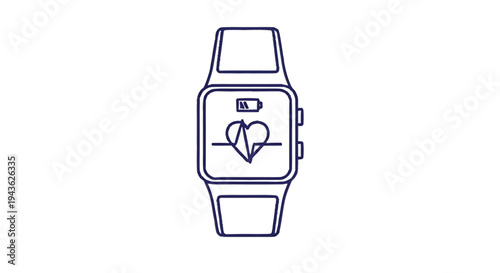 Smartwatch Displaying Heart Rate and Battery Life Icon.