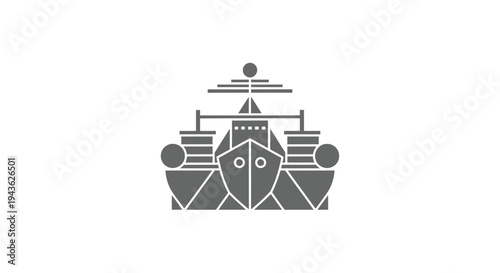 Stylized Geometric Illustration of Three Ships in a Row.