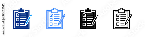 Survey Multiple Style Icon Set Vector 