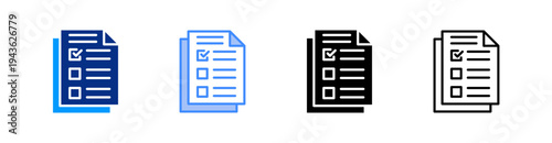 Questionnaire Multiple Style Icon Set Vector 