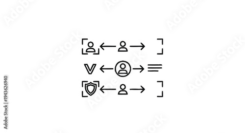 Set of Icons Representing Social Distancing and Security Measures.