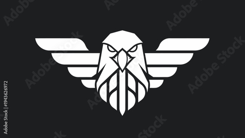 Stylized Eagle Head with Wings Emblem.