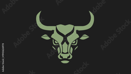 Stylized Bull Head Logo Design Graphic Element.