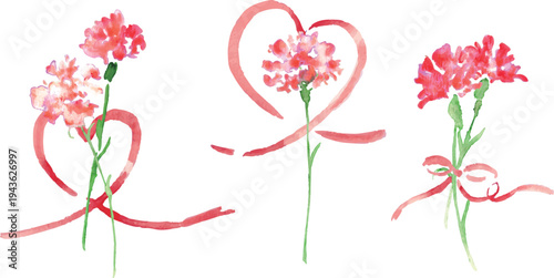 水彩画。水彩タッチのカーネーションベクターイラスト。母の日のカーネーション背景フレーム。
Watercolor painting. Watercolor carnation vector illustration. Mother's Day carnation background frame