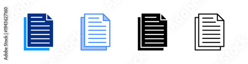 Paper Multiple Style Icon Set Vector 