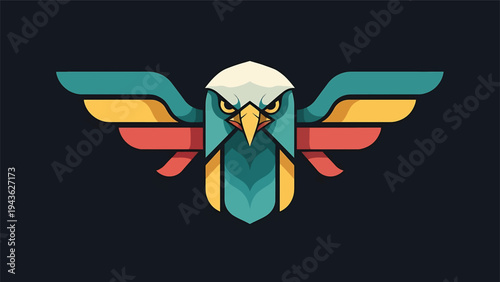 Stylized Eagle Emblem with Geometric Wings Spread Wide.