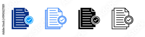 Approval Multiple Style Icon Set Vector 