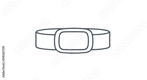 Simple Line Drawing of a Belt with Buckle.