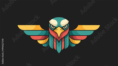 Stylized Eagle Emblem with Vibrant Geometric Wings.