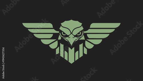 Stylized Eagle Emblem with Wings Spread Wide.