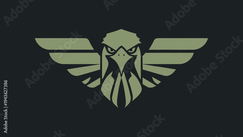 Stylized Eagle Emblem with Wings Spread Wide.