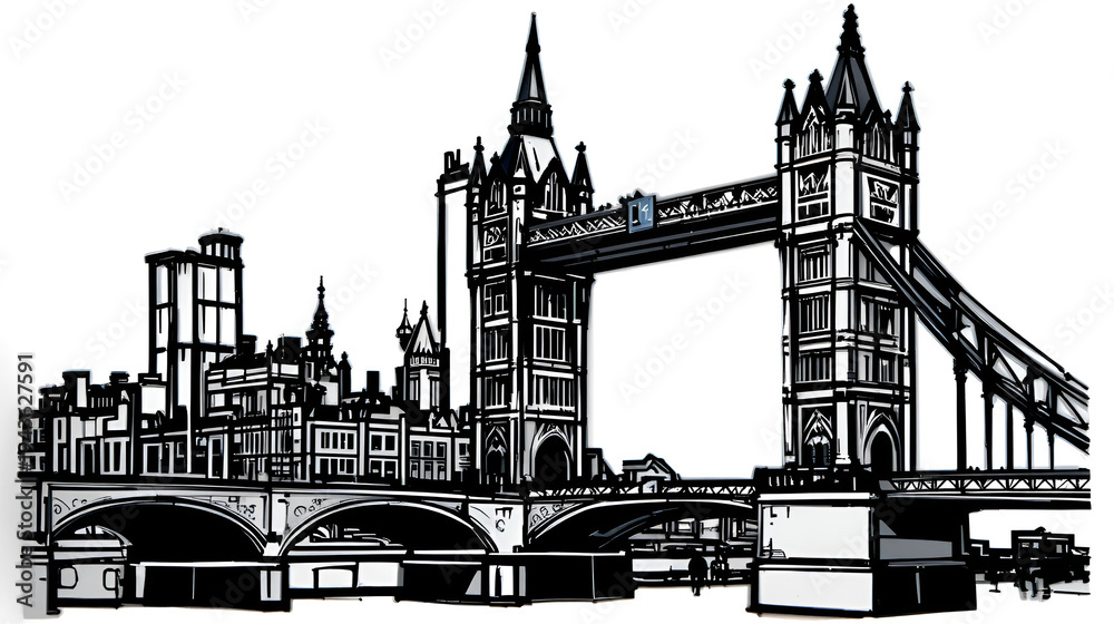Obraz premium Tower Bridge in London UK cut out and isolated on transparent white background
