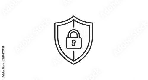 Shield and Lock Icon Representing Security and Protection.