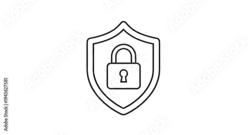 Shield and Lock Icon Representing Security and Protection.