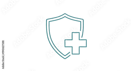 Shield with Plus Sign Healthcare Protection Symbol.
