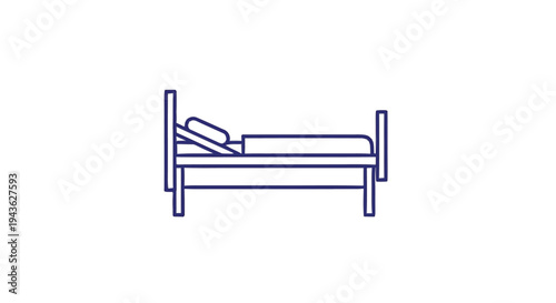 Simple Outline Illustration of a Hospital Bed.