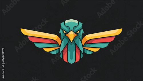 Stylized Eagle Emblem with Wings Spread Wide.