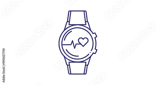 Smartwatch Displaying Heart Rate and Heartbeat Icon.