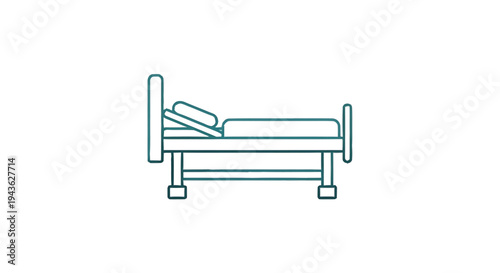 Simple Line Art Illustration of a Hospital Bed.