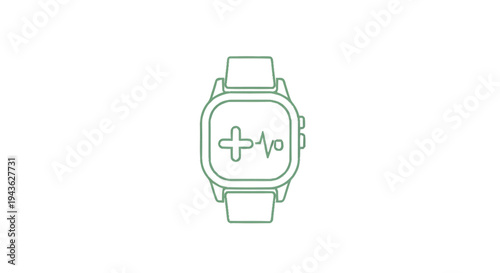 Smartwatch displaying heart rate and pulse line.