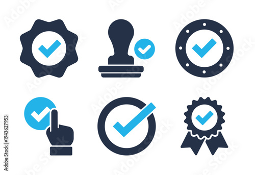 Certification and Quality Assurance icon set. Solid glyph series icons