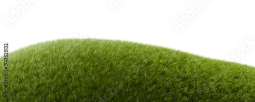 Single green grass hill slope isolated on transparent background 3d rendering png