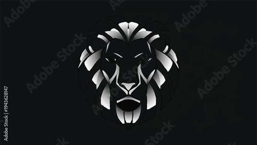 Stylized Geometric Lion Head Emblem Design.