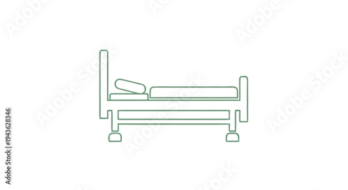 Simple Line Art Illustration of a Hospital Bed.