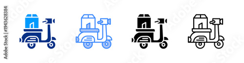 Motorbike Multiple Style Icon Set Vector 