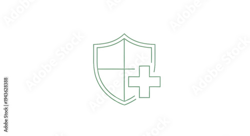 Shield with Plus Sign Icon Representing Health and Security.
