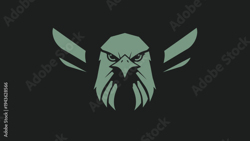 Stylized Eagle Head with Wings Logo Design.