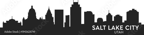 Salt Lake City Utah skyline silhouette with downtown skyscrapers isolated on white background famous USA cityscape illustration for travel tourism design
