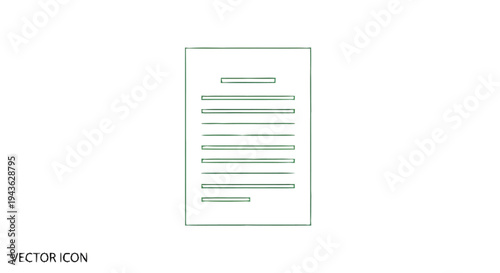 Simple Line Art Icon of a Document with Text.