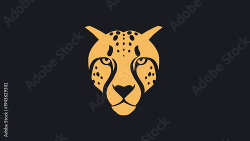 Stylized Cheetah Face Logo Design Minimalist Vector Art.