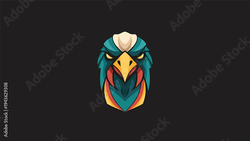 Stylized Eagle Head Emblem with Fierce Expression.