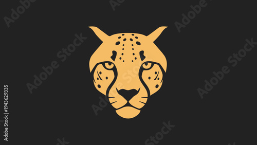Stylized Cheetah Face Logo Design on Dark Background.
