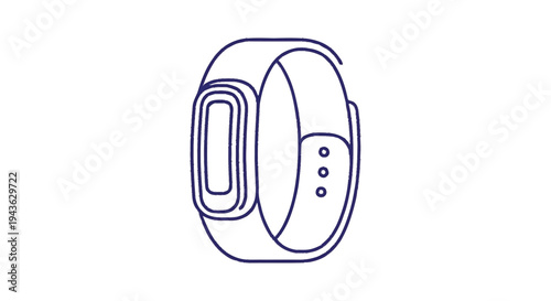 Simple Line Drawing of a Fitness Tracker Band.