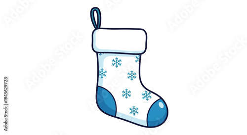 Festive Christmas stocking with a snowflake pattern and blue accents is a perfect decoration for the winter holiday season.