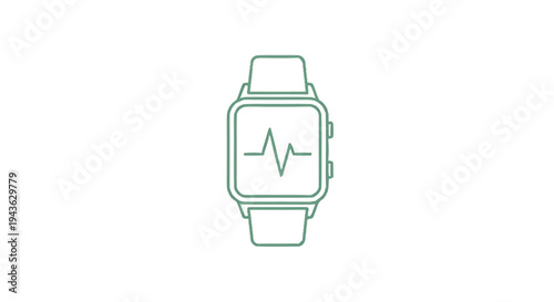 Smartwatch Displaying Heart Rate Monitor Graphic.